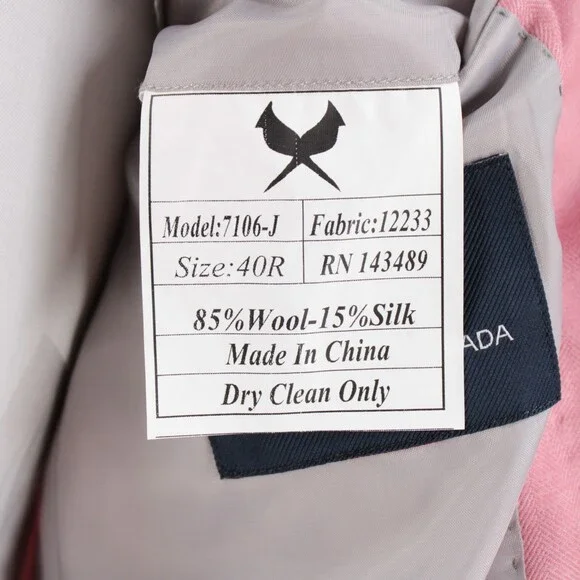 Cardinal of Canada NWT Wool / Silk Sport Coat Size 40R US In Pink Herringbone